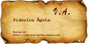 Vidovics Ágota névjegykártya